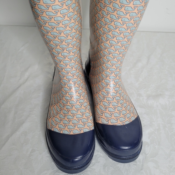 Vineyard Vines Multicolored Whale Print Knee High Rain Boots Size 9 - Picture 5 of 14